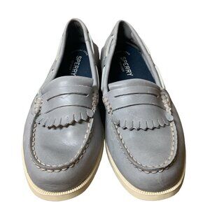Women’s Sperry Gray Leather Loafers Size 10